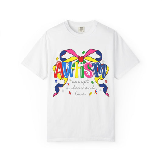 Autism Awareness Ribbon Bow T-Shirt — Accept Understand Love
