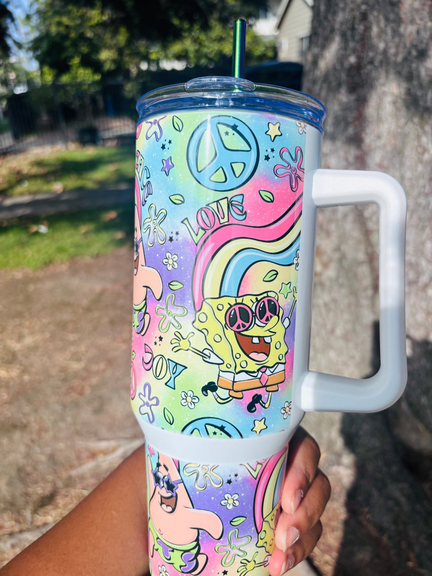 Retro SpongeBob and Patrick 40oz tumbler