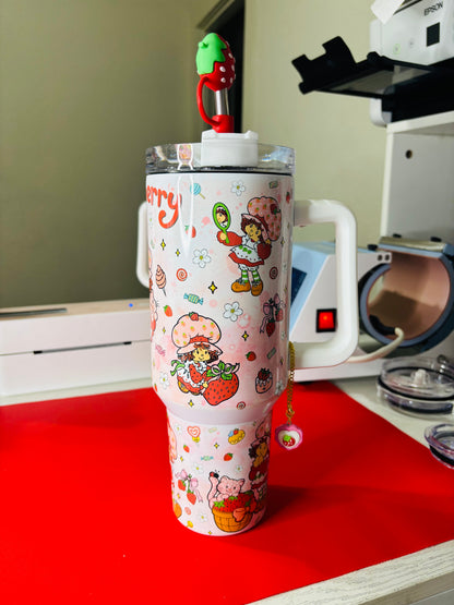 Pink strawberry w/ snacks 40oz tumbler