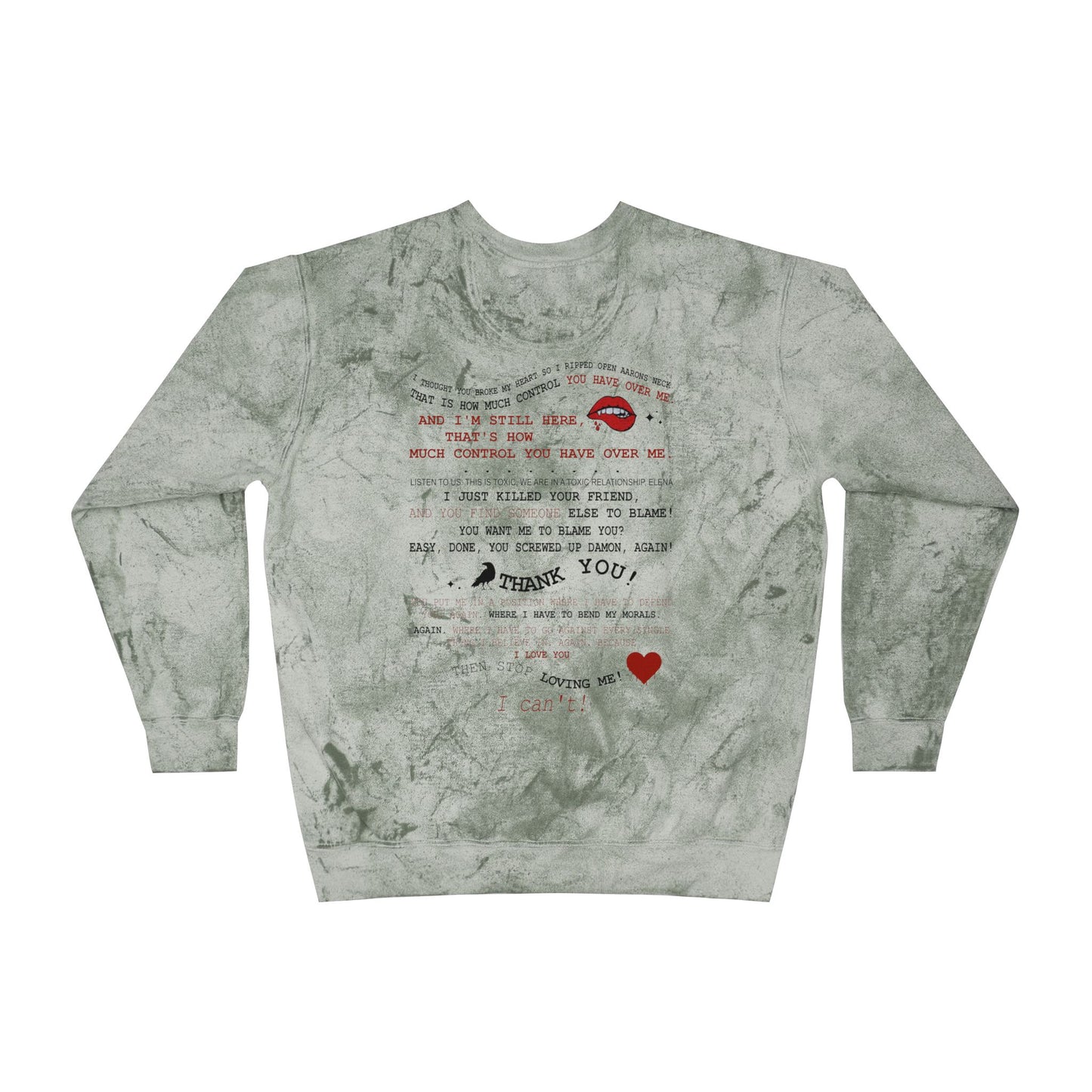 Delena toxic love club Tie-Dye Crewneck Sweatshirt