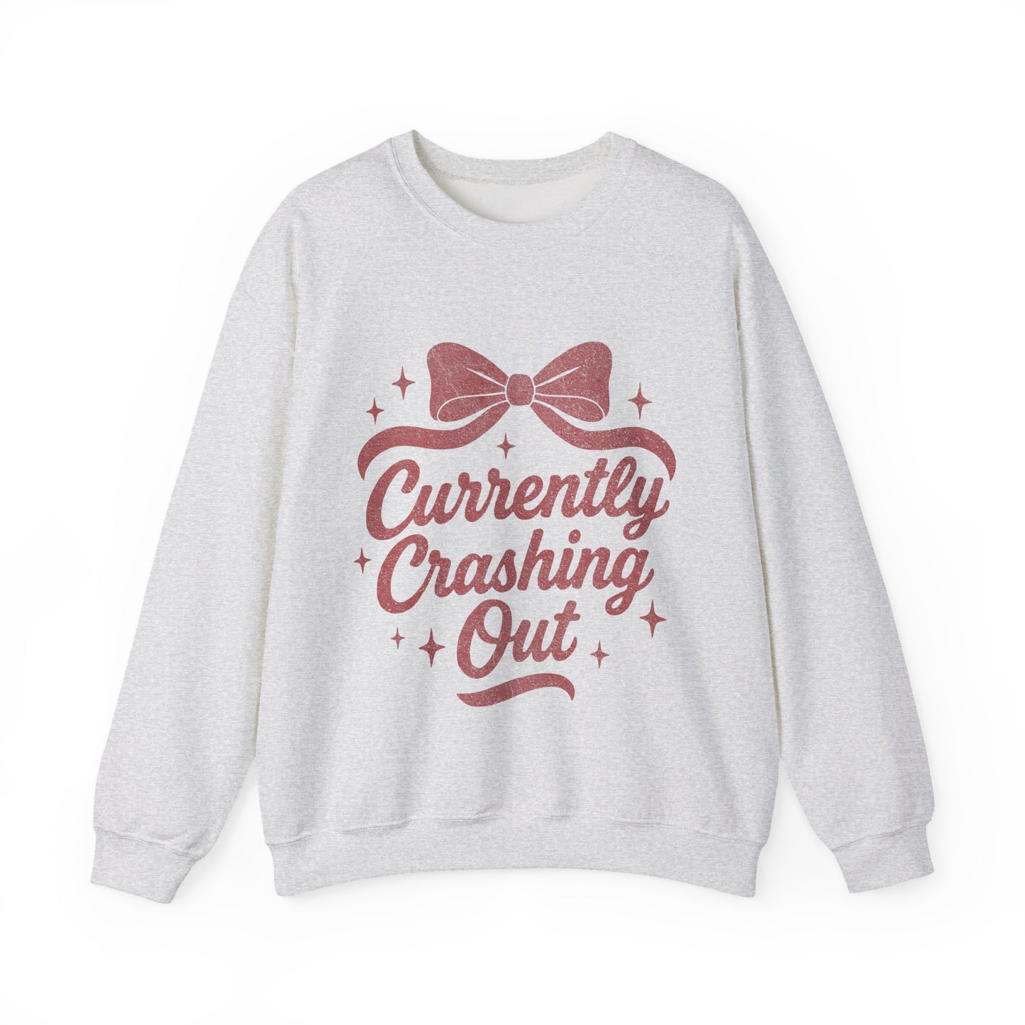 Currently Crashing Out Cozy Retro Bow Crewneck