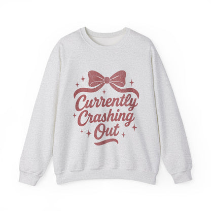Currently Crashing Out Cozy Retro Bow Crewneck