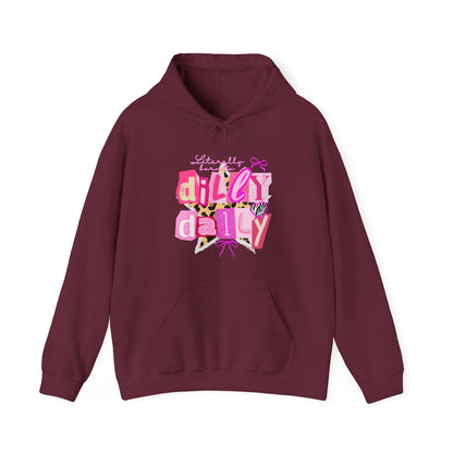 “Daily Gal” Pink Retro Hoodie – Cute Aesthetic Graphic Sweatshirt