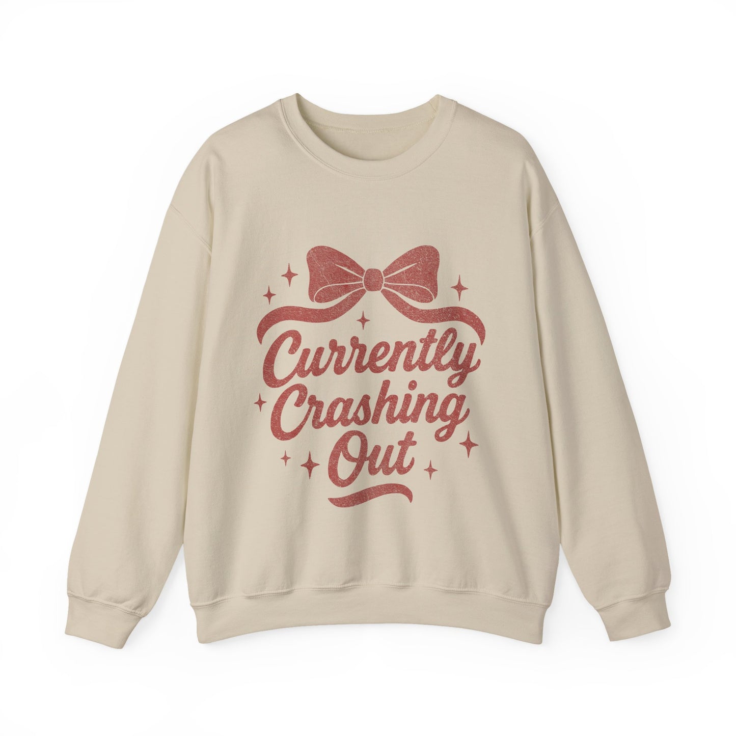 Currently Crashing Out Cozy Retro Bow Crewneck