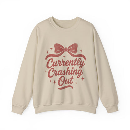Currently Crashing Out Cozy Retro Bow Crewneck