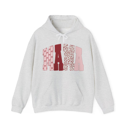 Mama Arc Lettering Hoodie — Pink Patterned Mama Pullover