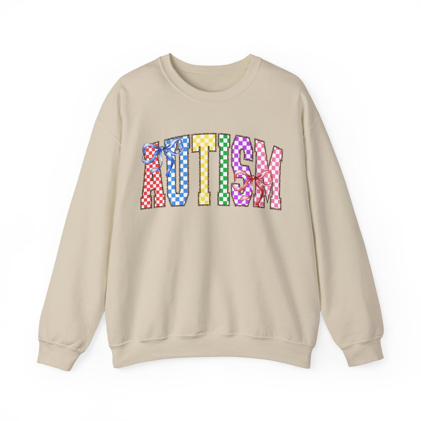Autism Puzzle Pattern Crewneck Sweatshirt — Colorful Autism Awareness Pullover