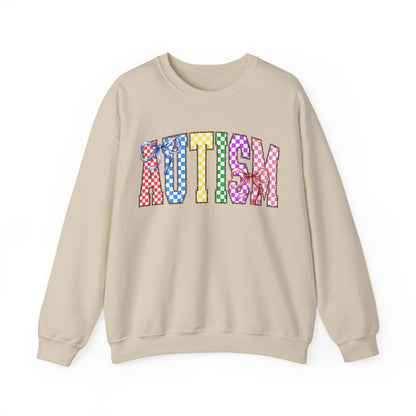 Autism Puzzle Pattern Crewneck Sweatshirt — Colorful Autism Awareness Pullover