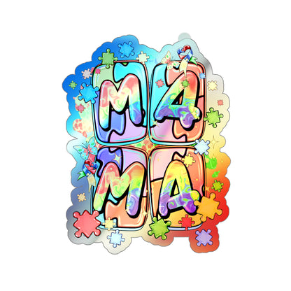 puzzle piece mama Holographic Die-cut Stickers