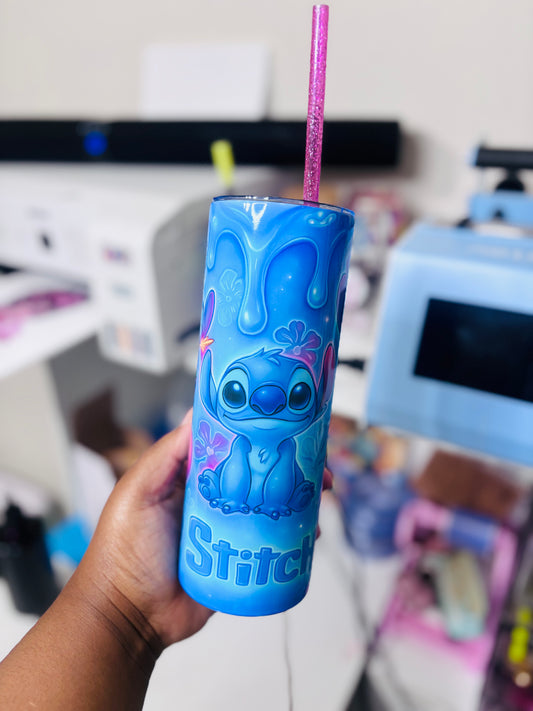 Blue pink stitch 20oz tumbler