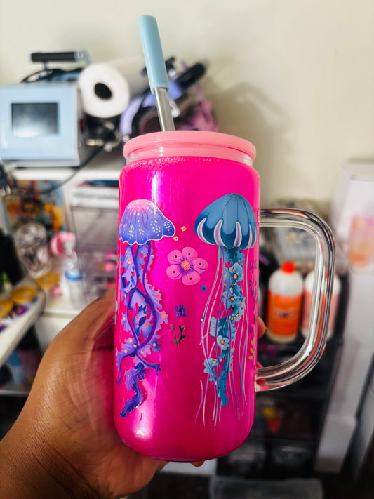Jellyfish glass snow globe cup