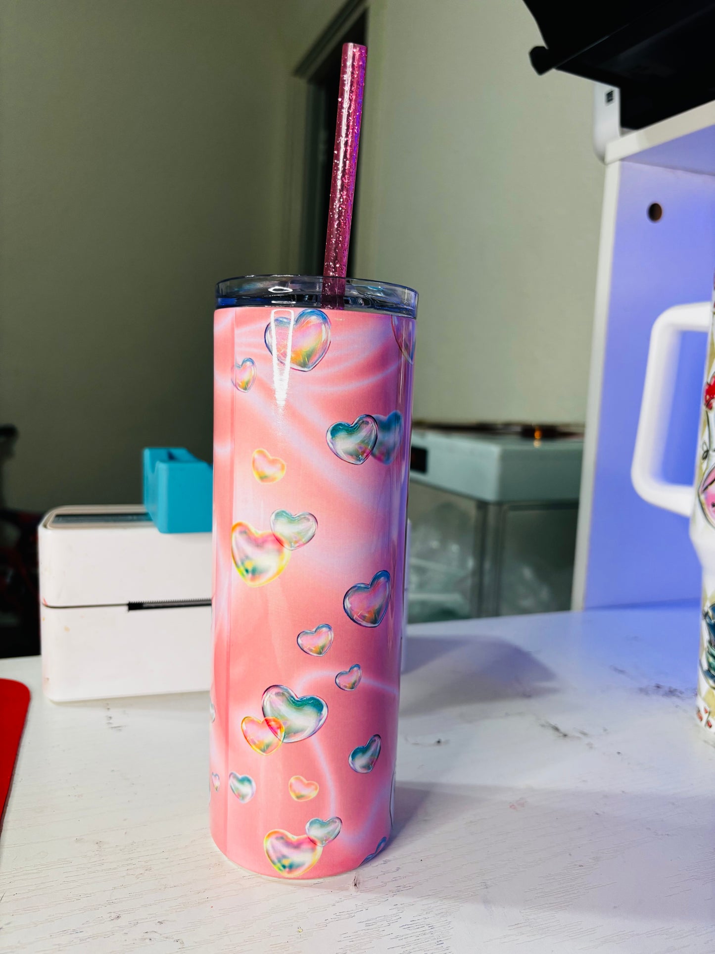 Peaches and hearts 20oz tumbler