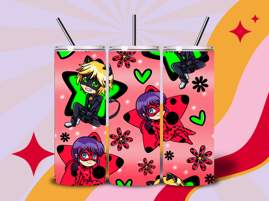 Lady bug and cat noir 20oz tumbler