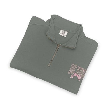 Quarter-Zip Sweatshirt — 'Be Kind' Pink Graphic