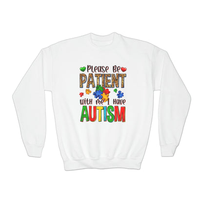 Please be patient I have autism Youth Crewneck Sweatshirt