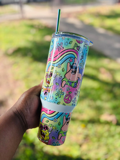 Retro SpongeBob and Patrick 40oz tumbler