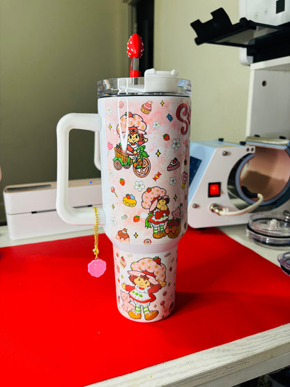 Pink strawberry w/ snacks 40oz tumbler
