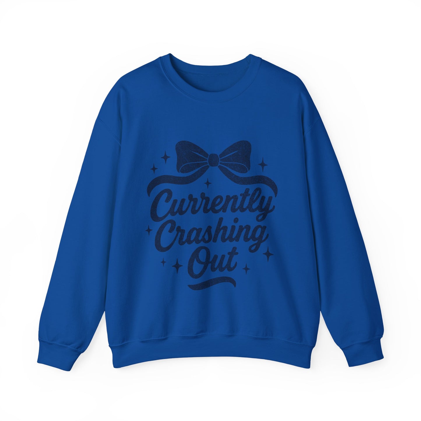 Currently Crashing Out Cozy Retro Bow Crewneck