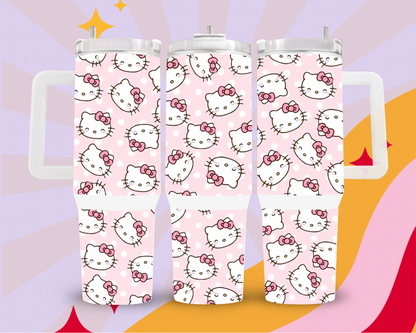 Pink and white kitty 40oz tumbler