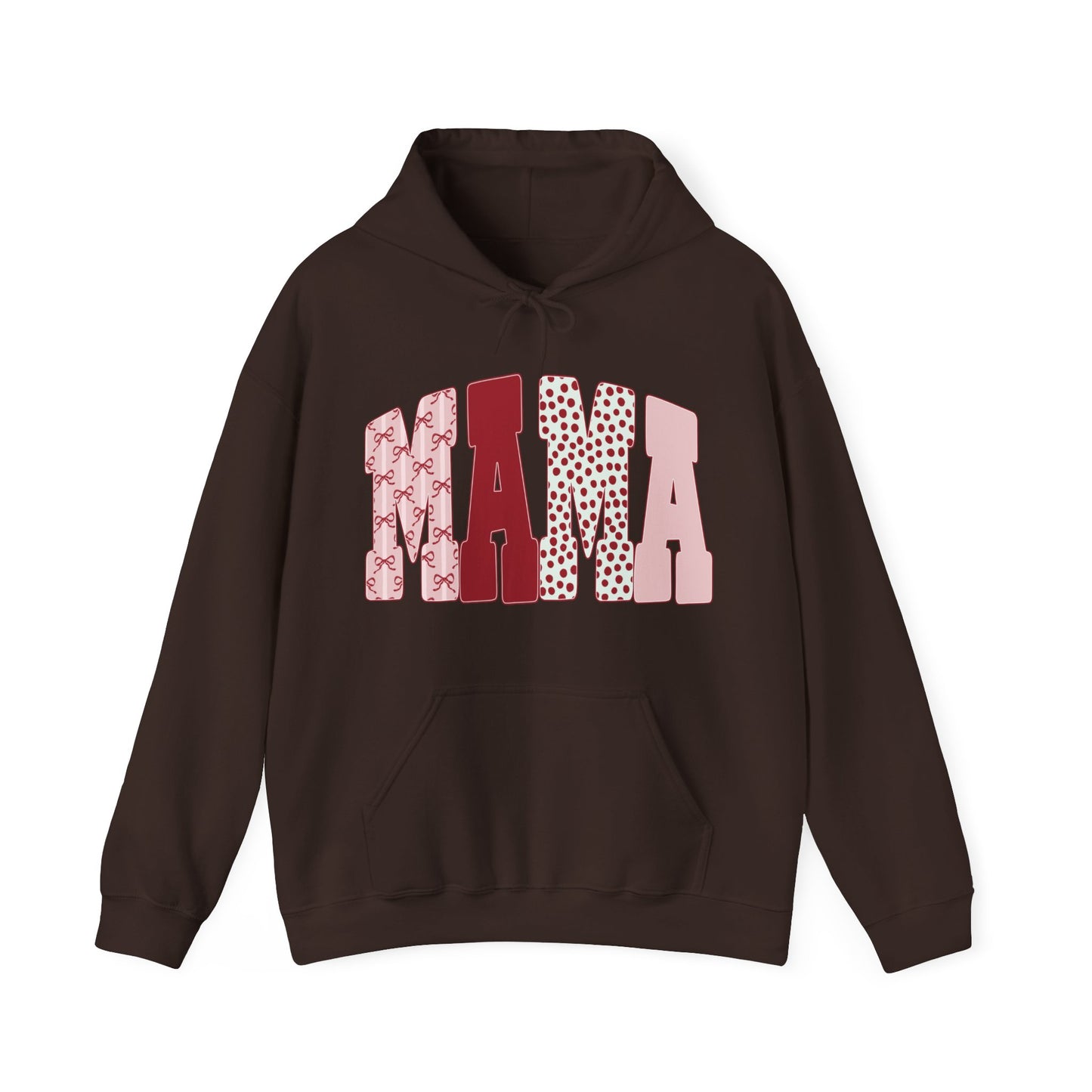 Mama Arc Lettering Hoodie — Pink Patterned Mama Pullover