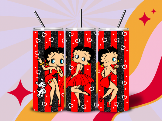 Red and black Betty 20oz tumbler