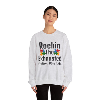 exhausted autism mom Unisex Heavy Blend™ Crewneck Sweatshirt