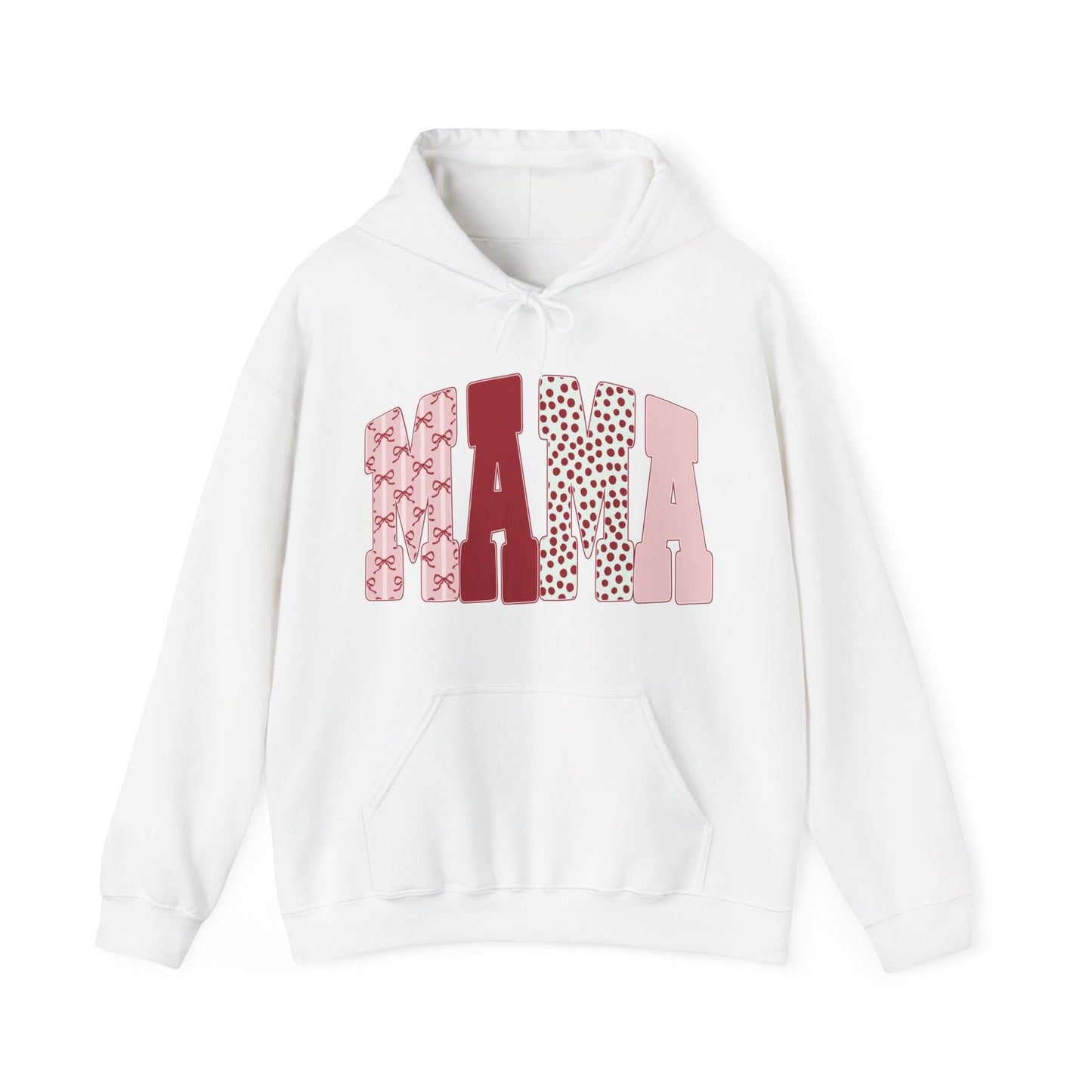 Mama Arc Lettering Hoodie — Pink Patterned Mama Pullover