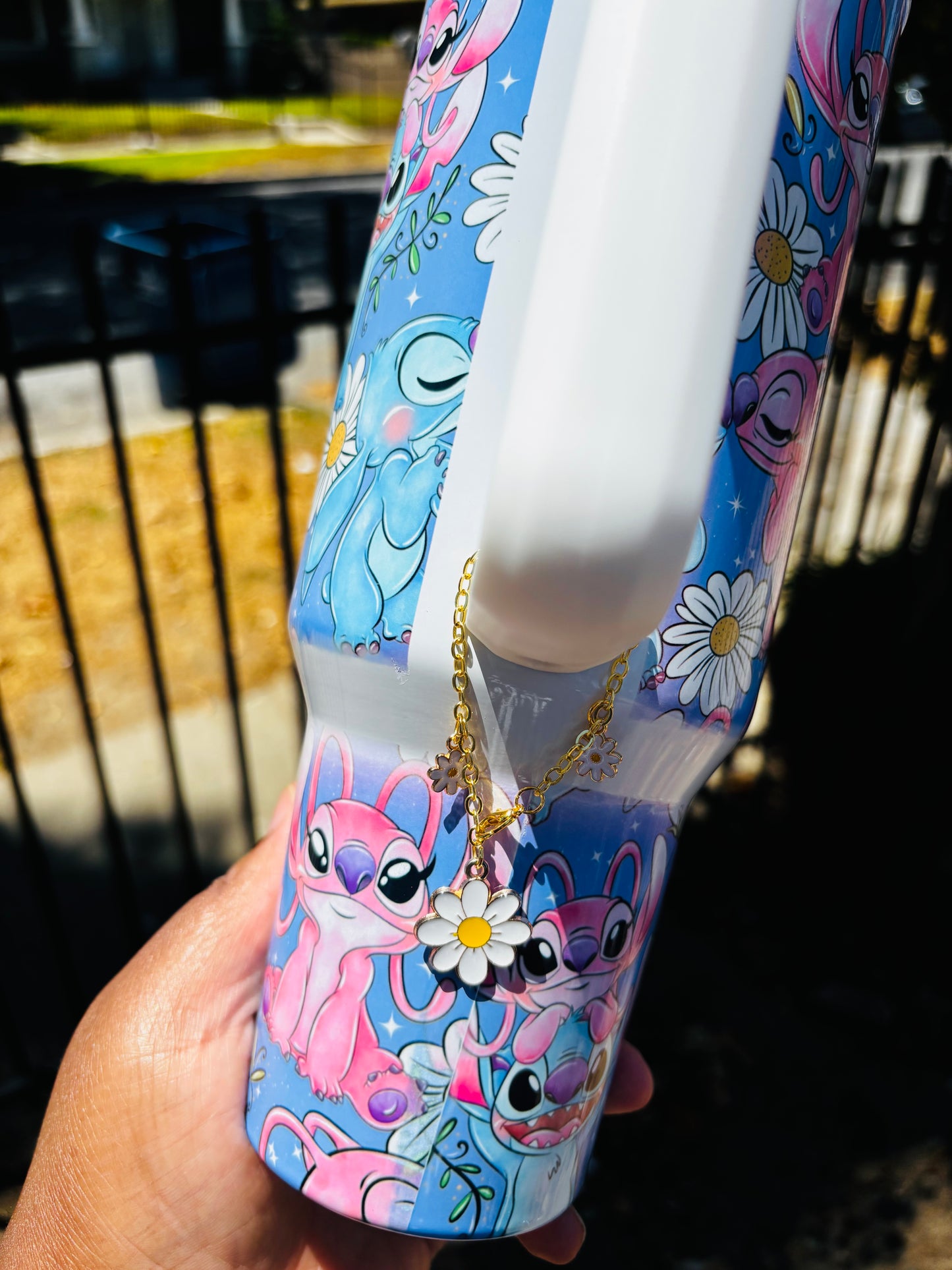Flower stitch and angel 40oz tumbler