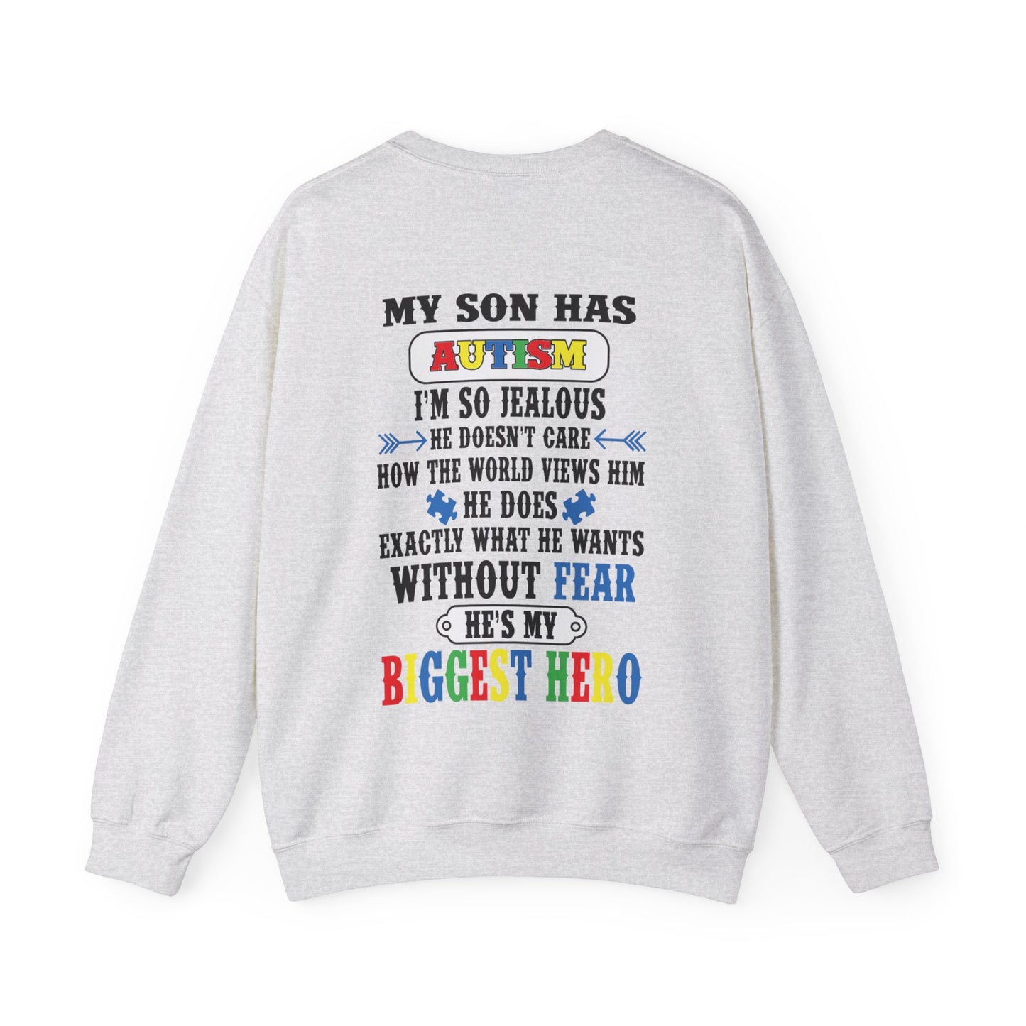 my son is my hero Unisex Heavy Blend™ Crewneck Sweatshirt