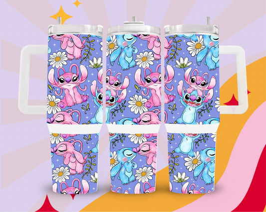 Flower stitch and angel 40oz tumbler