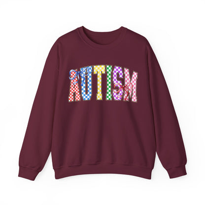 Autism Puzzle Pattern Crewneck Sweatshirt — Colorful Autism Awareness Pullover