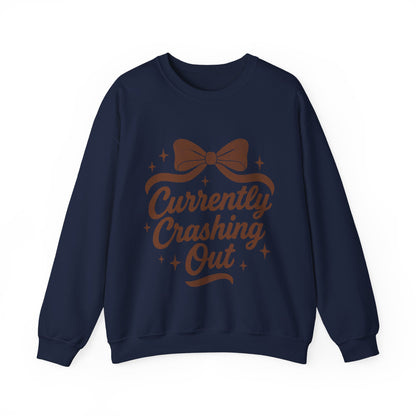 Currently Crashing Out Cozy Retro Bow Crewneck