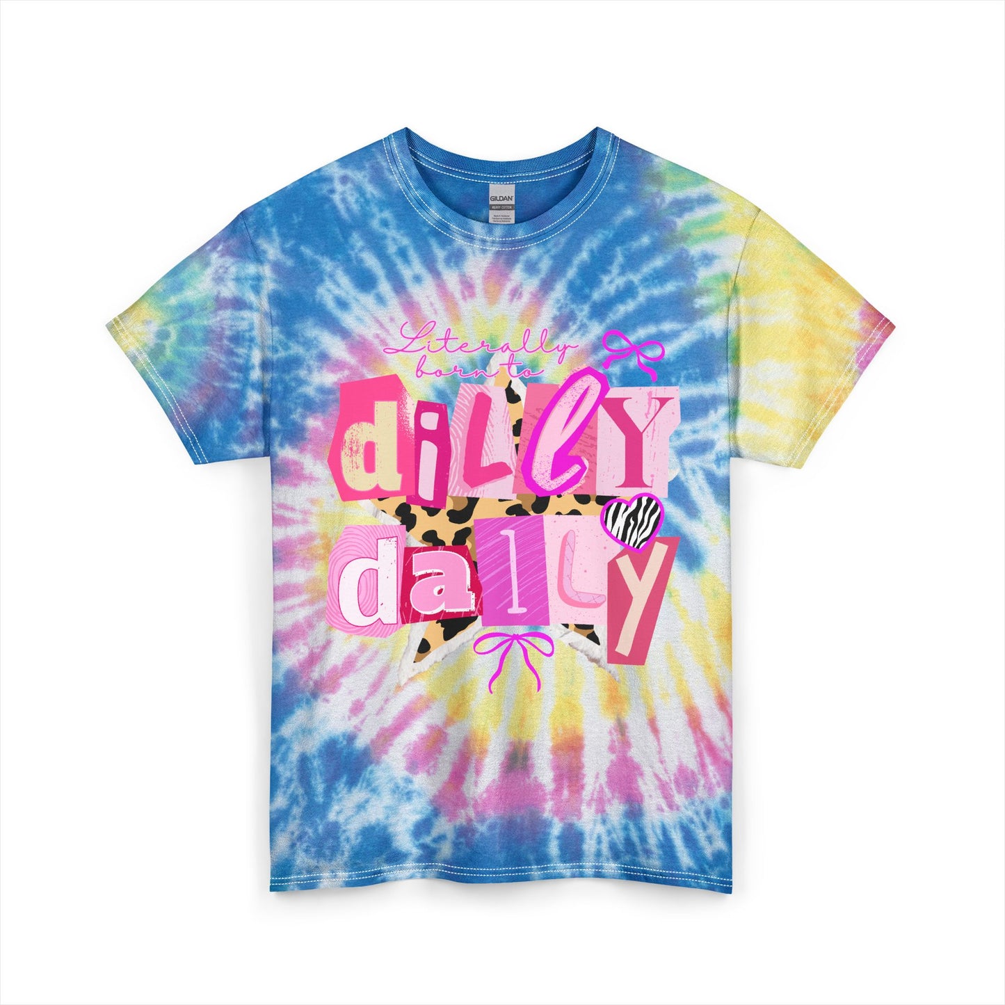 Dilly Dally Tie-Dye Tee — Playful Blue Graphic T-Shirt