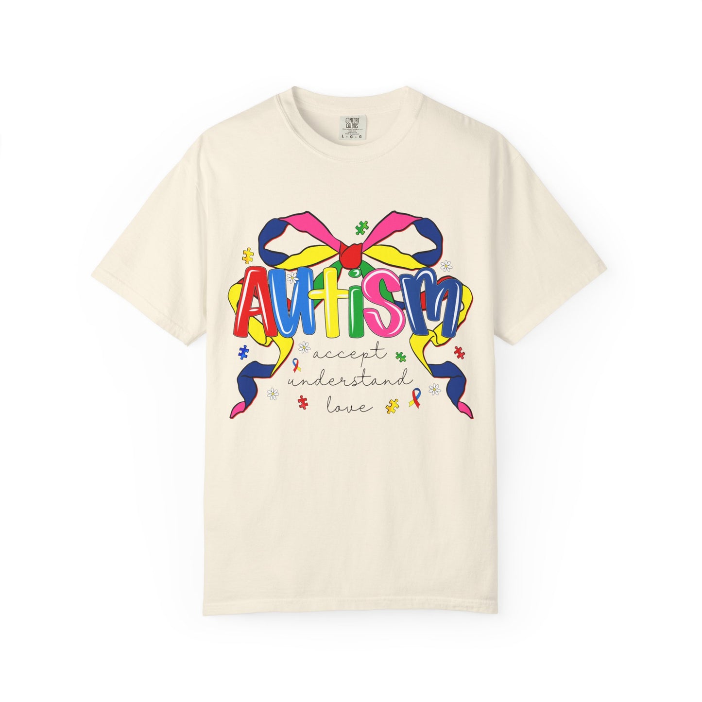 Autism Awareness Ribbon Bow T-Shirt — Accept Understand Love