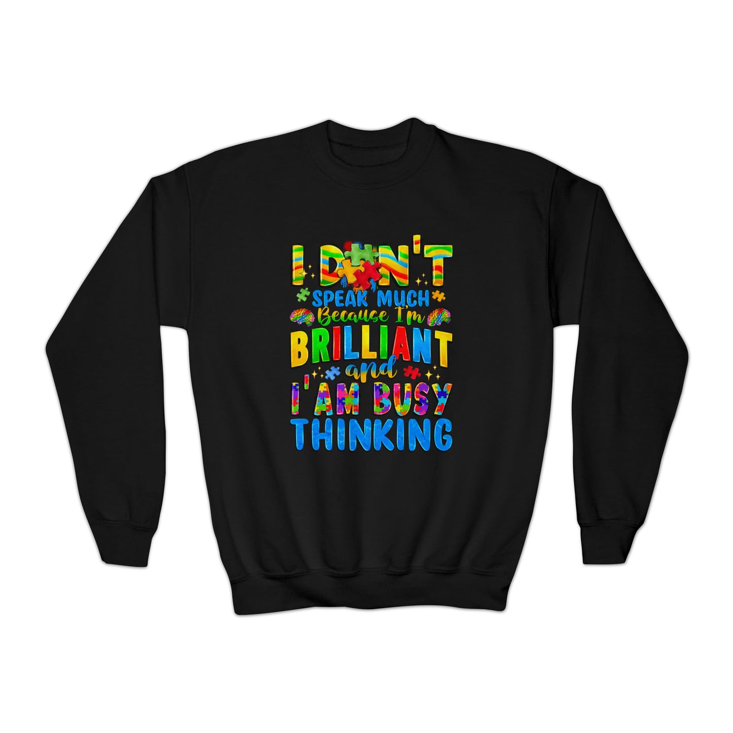 Brilliant and autistic Youth Crewneck Sweatshirt