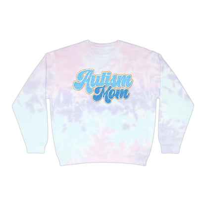 autism mom faux embroidery Unisex Tie-Dye Sweatshirt