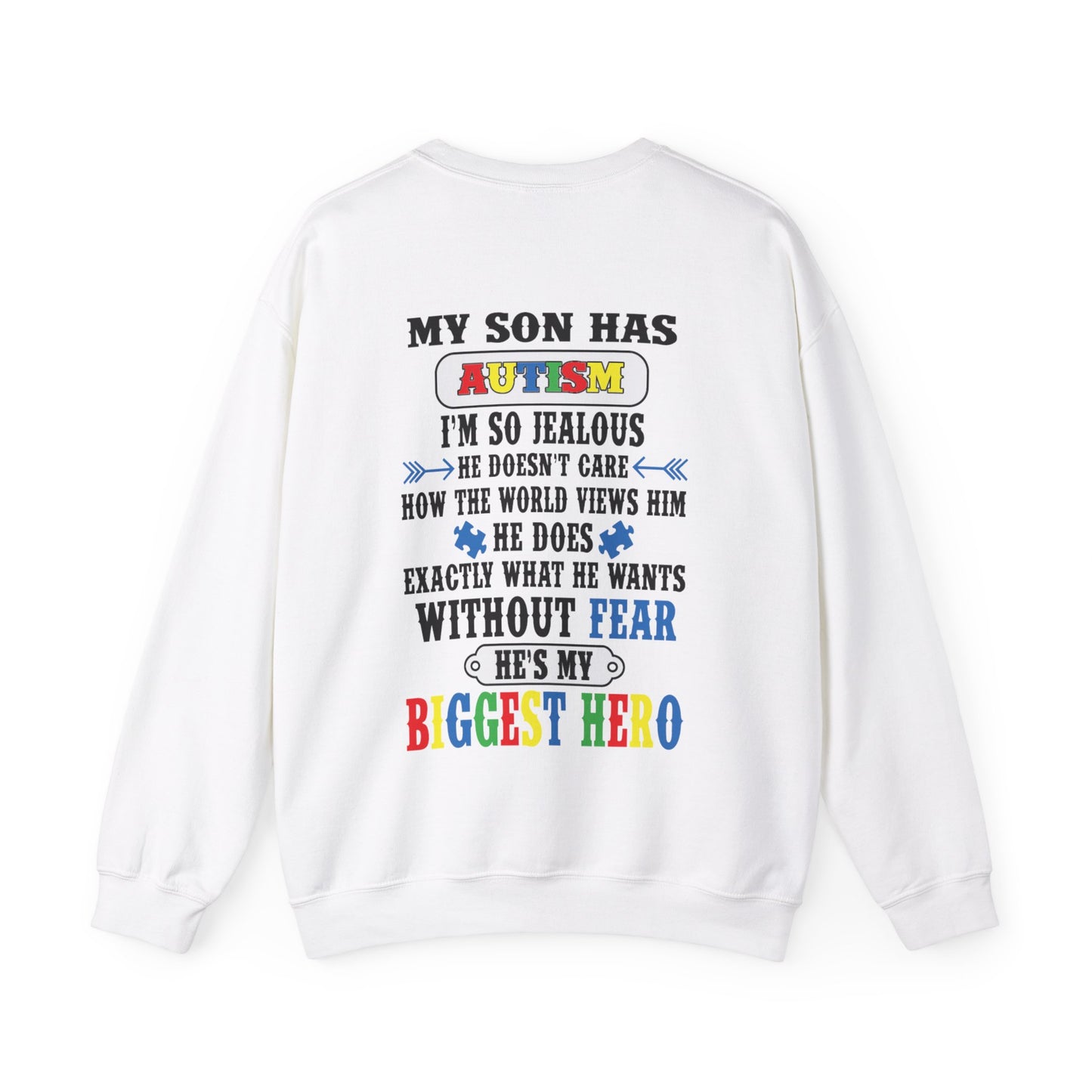 my son is my hero Unisex Heavy Blend™ Crewneck Sweatshirt