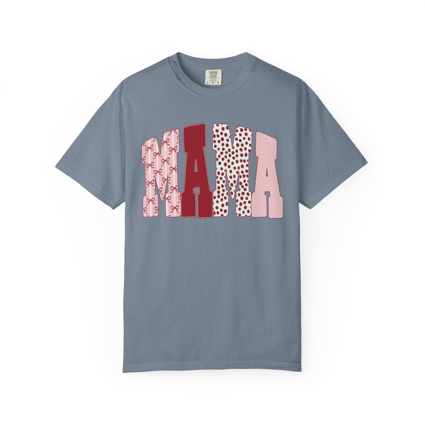 Mama Arch Text T-Shirt — Pink Patterned Mama Tee