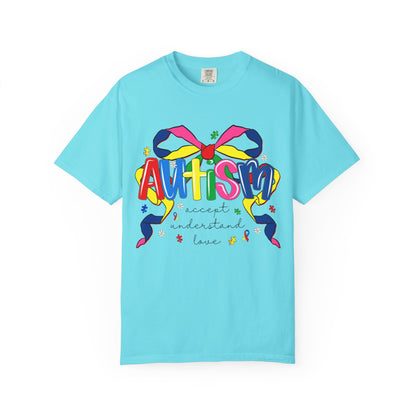 Autism Awareness Ribbon Bow T-Shirt — Accept Understand Love
