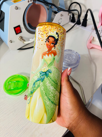 Glitter princess Tiana 20oz tumbler