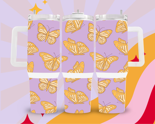 Purple yellow butter fly bliss 40oz tumbler