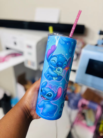 Blue pink stitch 20oz tumbler