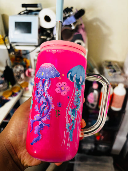 Jellyfish glass snow globe cup