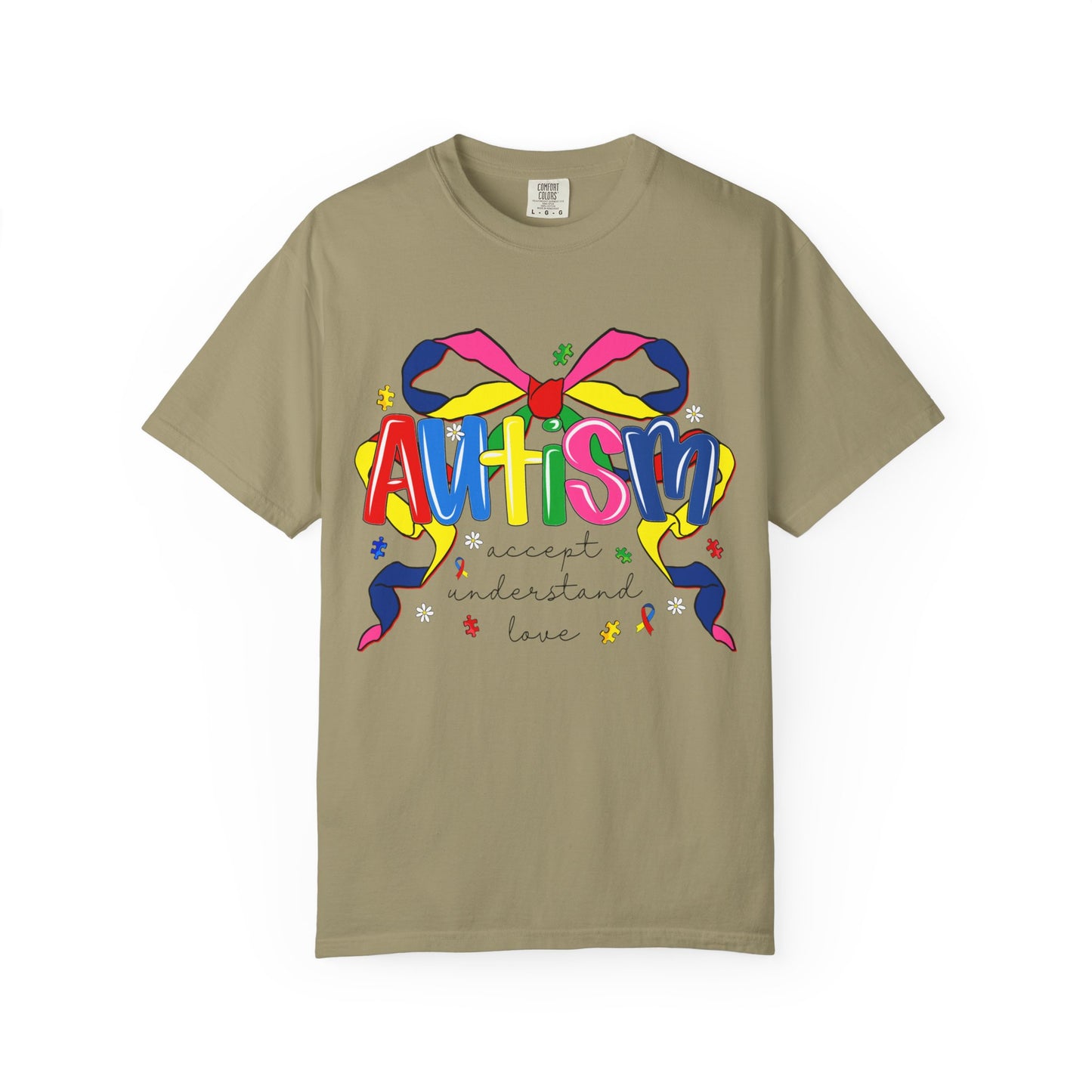 Autism Awareness Ribbon Bow T-Shirt — Accept Understand Love