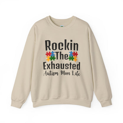 exhausted autism mom Unisex Heavy Blend™ Crewneck Sweatshirt