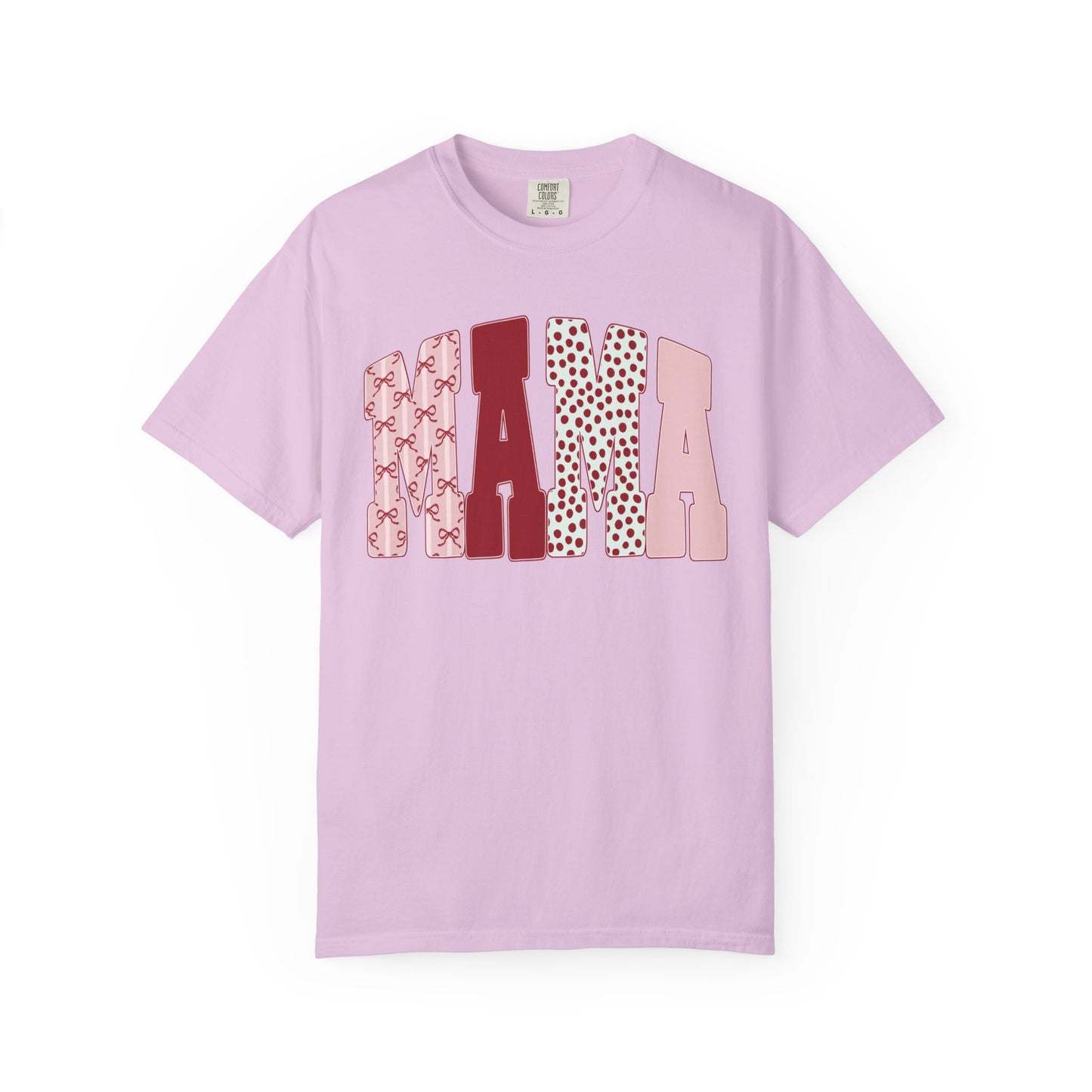 Mama Arch Text T-Shirt — Pink Patterned Mama Tee