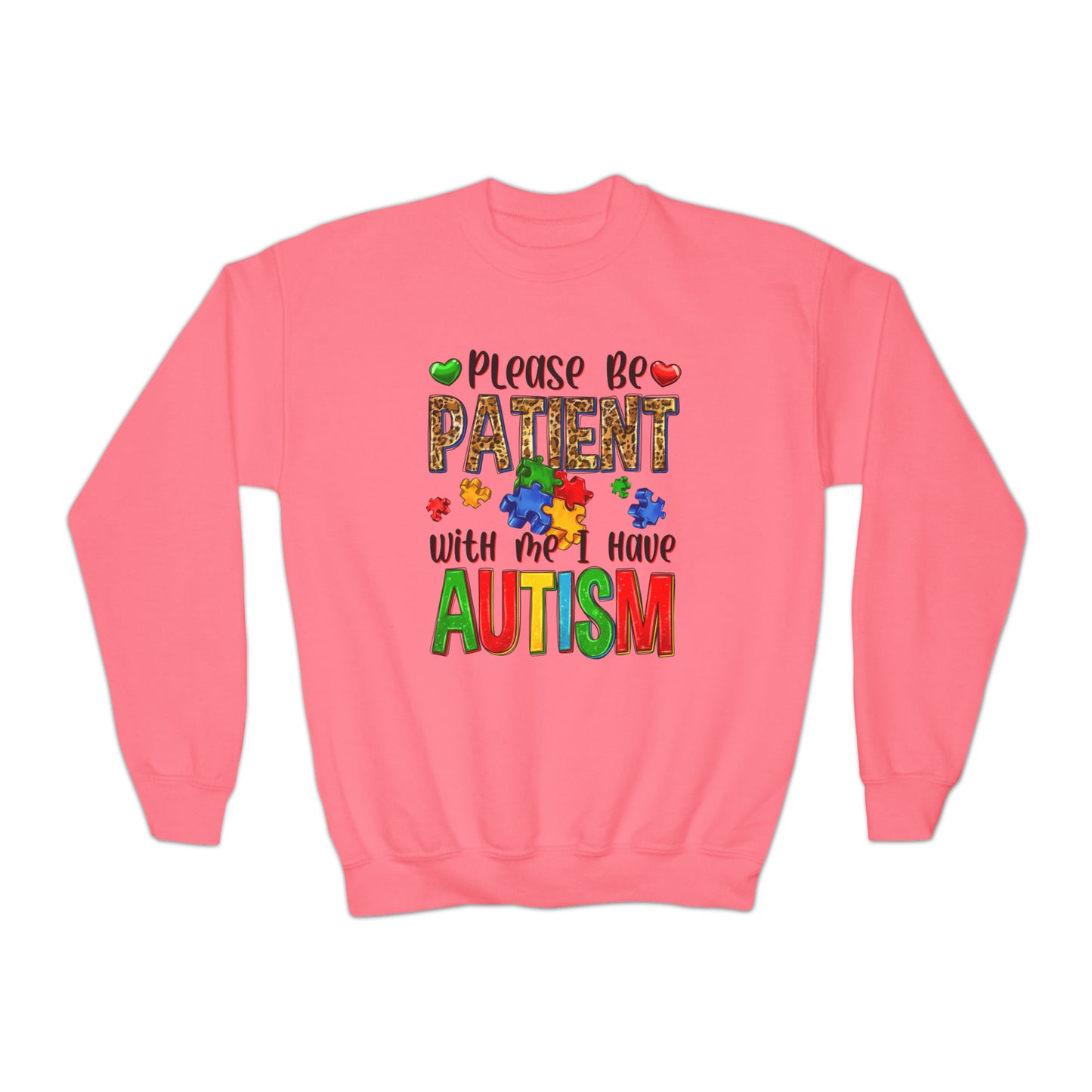 Please be patient I have autism Youth Crewneck Sweatshirt