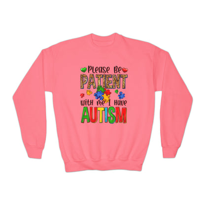 Please be patient I have autism Youth Crewneck Sweatshirt