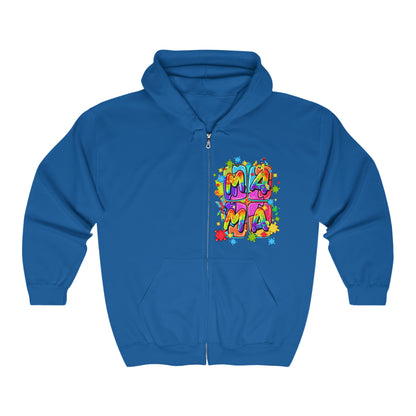 puzzle piece mama Unisex Heavy Blend™ Full Zip Hooded Sweatshirt