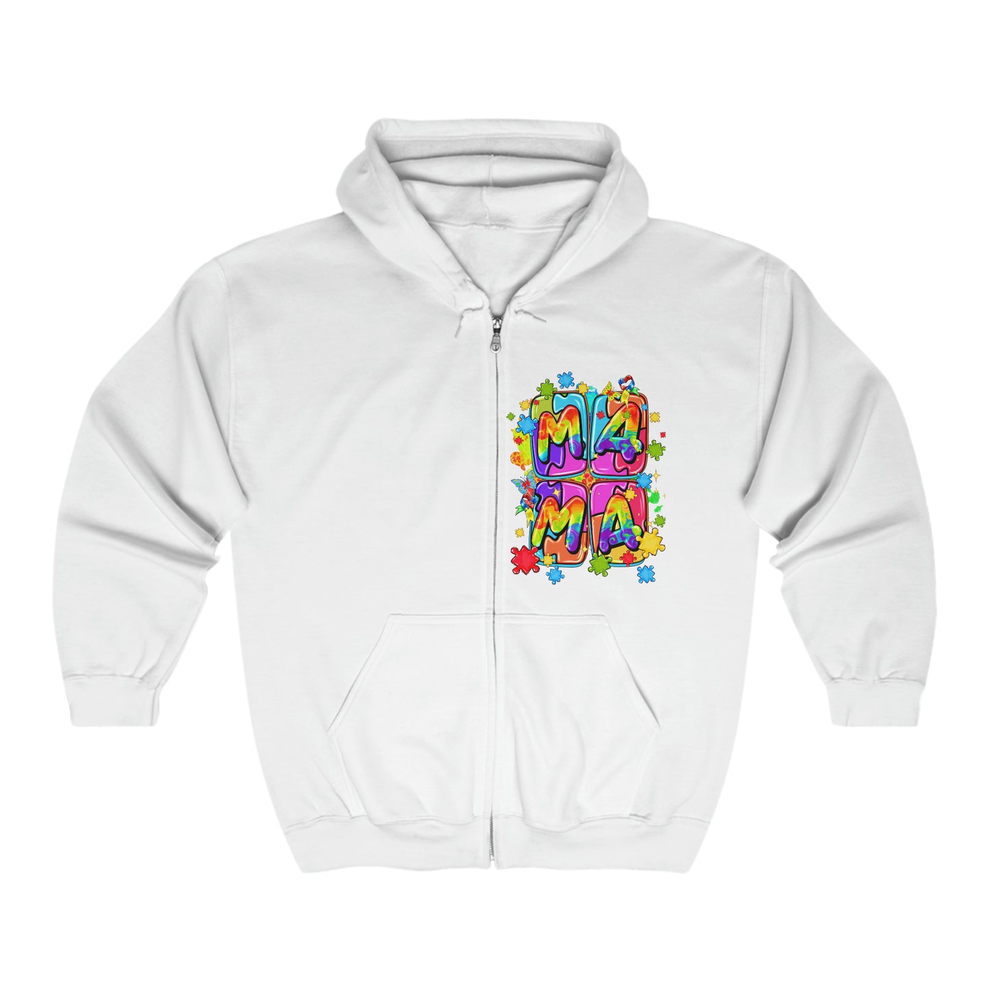 puzzle piece mama Unisex Heavy Blend™ Full Zip Hooded Sweatshirt